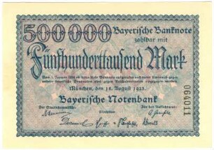 Geldschein, 500.000 Mark, 18.8.1923