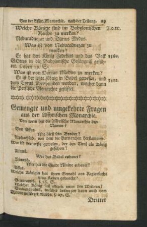 Gemengte und umgekehrte Fragen aus der Assyrischen Monarchie.
