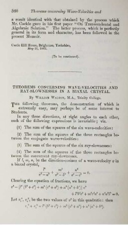 Theorems concerning wave-velocities and ray-slownesses in a biaxal crystal.