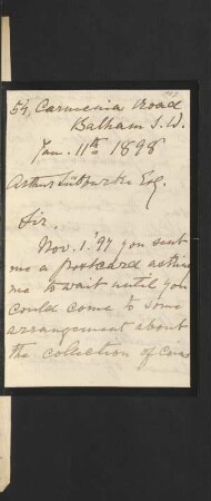 Briefe von Annie Reichardt, London : 11.01.1898 - 09.02.1898