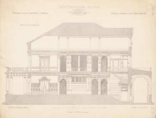 Wohnhaus des Herrn Hagenbucher, Heilbronn: Querschnitt (aus: Architekton. Studien, hrsg. v. Architektenverein am Königl. Polytechnikum Stuttgart, H. 42, 1877)