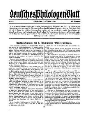 Entschließungen des 5. Preußischen Philologentages