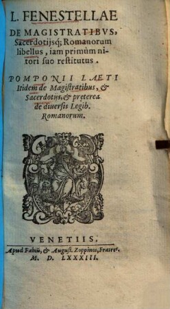 De magistratibus, sacerdotiisque Romanorum libellus