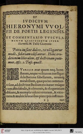Iudicium Hieronymi VVolfii de poetis legendis