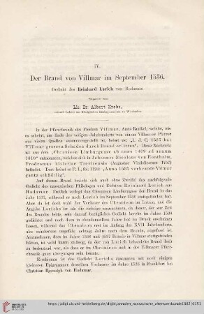 17: Der Brand von Villmar im September 1536