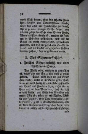 E. Des Schweinefleisches.