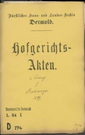 von Donop, Vormunde gegen Debitoren in sp. Henrich Buhmeier oder Baumeier zu Veltheim - Schuldforderung