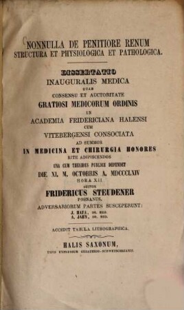 Nonnulla de penitiore renum structura et physiologica et pathologica