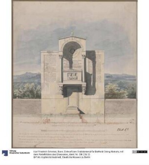 Bonn. Entwurf zum Grabdenkmal für Barthold Georg Niebuhr, mit dem Reliefbildnis des Ehepaares