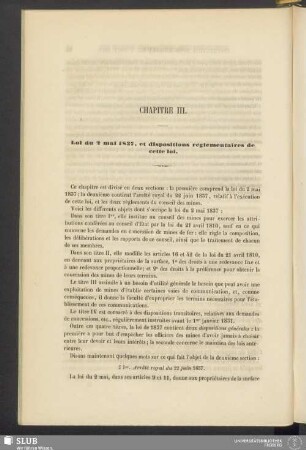 Chapitre III. Loi du 2 mai 1837, et dispositions réglementaires de cette loi