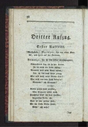 Erster Auftritt. Maritone spielt auf der Gitarre