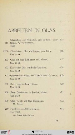 Arbeiten in Glas (Nr. 465-486)