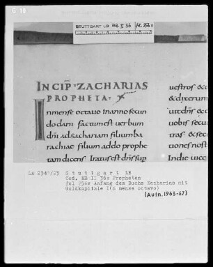 Bibliorum sacrorum pars, libri prophetarum — Initiale I(n mense octavo), Folio 256verso