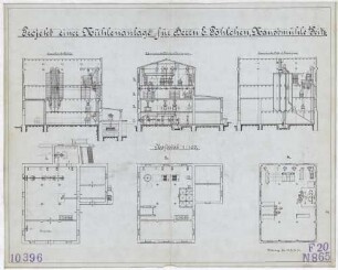 Technische Zeichnung : Projekt einer Mühlenanlage für Herrn E. Pöhlchen, Maustmühle bei Peitz