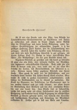 Die Trinksitten : ihre hygienische und sociale Bedeutung : ihre Beziehungen zur akademischen Jugend : Eine Ansprache an die Enthaltsamkeits-Vereine der Studenten zu Christiania und Upsala am 7. und 13. September 1890