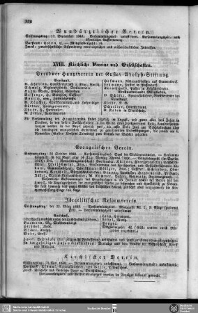XVIII. Kirchliche Vereine und Gesellschaften.