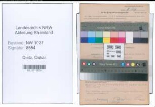 Entnazifizierung Oskar Dietz , geb. 25.08.1898 (Inspektor)