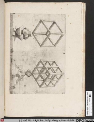 Geometrische Perspektivkonstruktion zweier platonischer Körper.