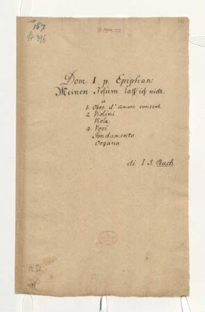 Meinen Jesum lass ich nicht; V (4), Coro, orch; BWV 124; BC A 30