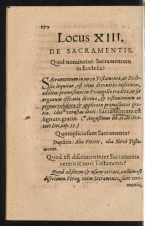 Locus XIII. De Sacramentis.