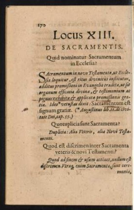 Locus XIII. De Sacramentis.