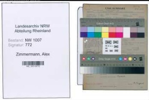 Entnazifizierung Alex Zimmermann , geb. 26.03.1900 (Kaufm.Angestellter)