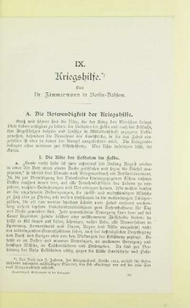 IX. Kriegshilfe