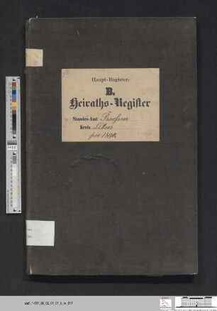 Heiratsregister Booßen 1890