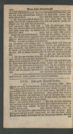 XXIII. Lob- und Danck- Lieder