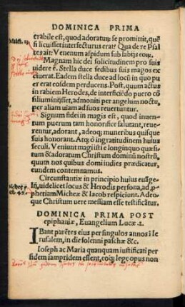 Dominica Prima Post epiphaniae ...