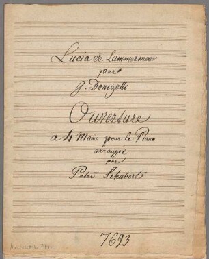 Lucia di Lammermoor, Ouverture, arrangiert, Klavier 4händig - BSB Mus.Schott.Ha 7900