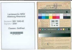 Entnazifizierung Gottfried Claasen , geb. 22.08.1897 (Baecker)