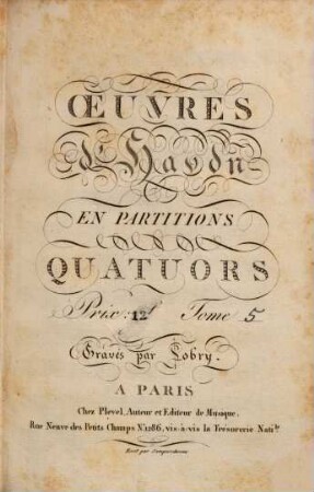 Oeuvres d'Haydn en partitions. 2,5. [Hob. III,48, III,45, III,46]. - Pl.-Nr. e. - 126 S.