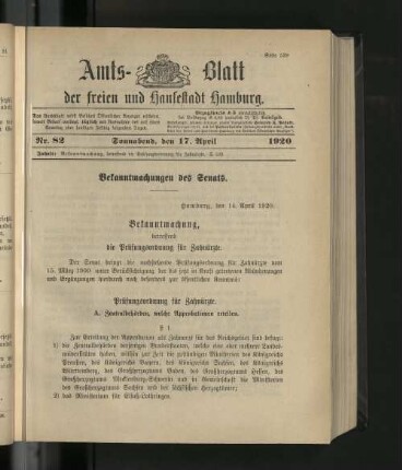 No. 82, 17. April 1920