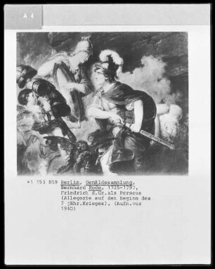 Allegorien zum Leben Friedrich des Großen — Allegorie auf Friedrich den Großen als Perseus (Der Beginn des Siebenjährigen Krieges 1756). 1789
