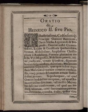 Oratio de Heinrico II. sive Pio