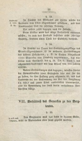 VII. Verhältniß des Gewerken zu den Bergleuten