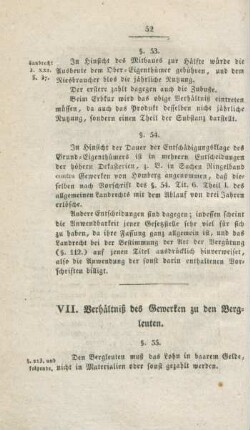 VII. Verhältniß des Gewerken zu den Bergleuten