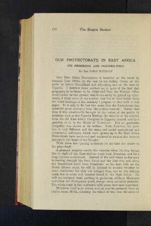 Our Protectorate in East Africa