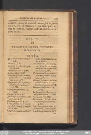 Cap. IV. de Attributis Entis Disiunctis Secundariis.