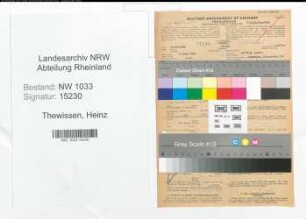 Entnazifizierung Heinz Thewissen , geb. 08.08.1920 (Techniker)