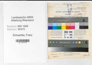 Entnazifizierung Franz Schwartke , geb. 20.04.1903 (Versicherungsangestellter)