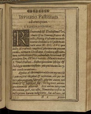 Invitatio Pastorum ad exequias.