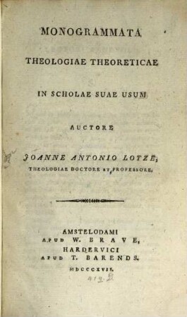 Monogrammata theologiae theoreticae