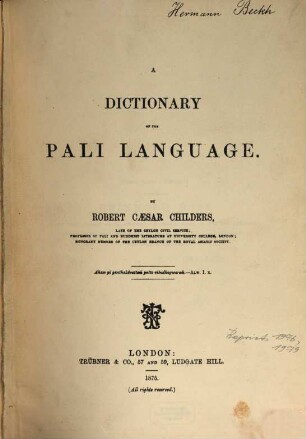 A dictionary of the Pali language