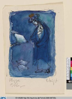 Entwurf zu Buch Esther, Person mit verschränkten Armen