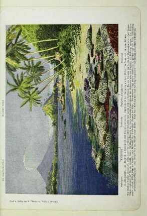 Vulkaninseln des Indischen Archipels mit Korallenstrand. Landschaft bei Ternate an der Molukkenstraße östlich von Gilolo