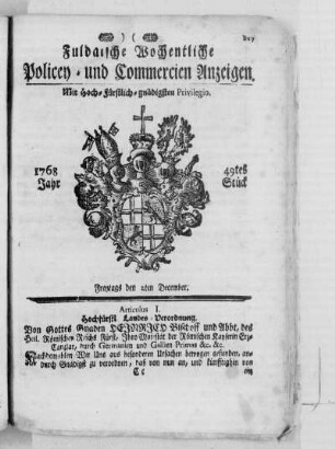 49tes Stück, Ausgabe vom 2. December 1768