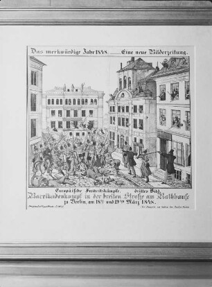 Berlin, Revolution 1948, Barrikadenkampf auf der breiten Straße, 18. März