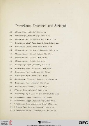 Porzellane, Fayencen und Steingut (Nr. 508-703)